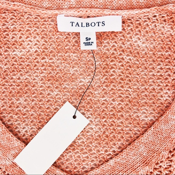 NWT Talbots Peach Coral Mesh Side Tie Sweater SMP - Picture 6 of 8